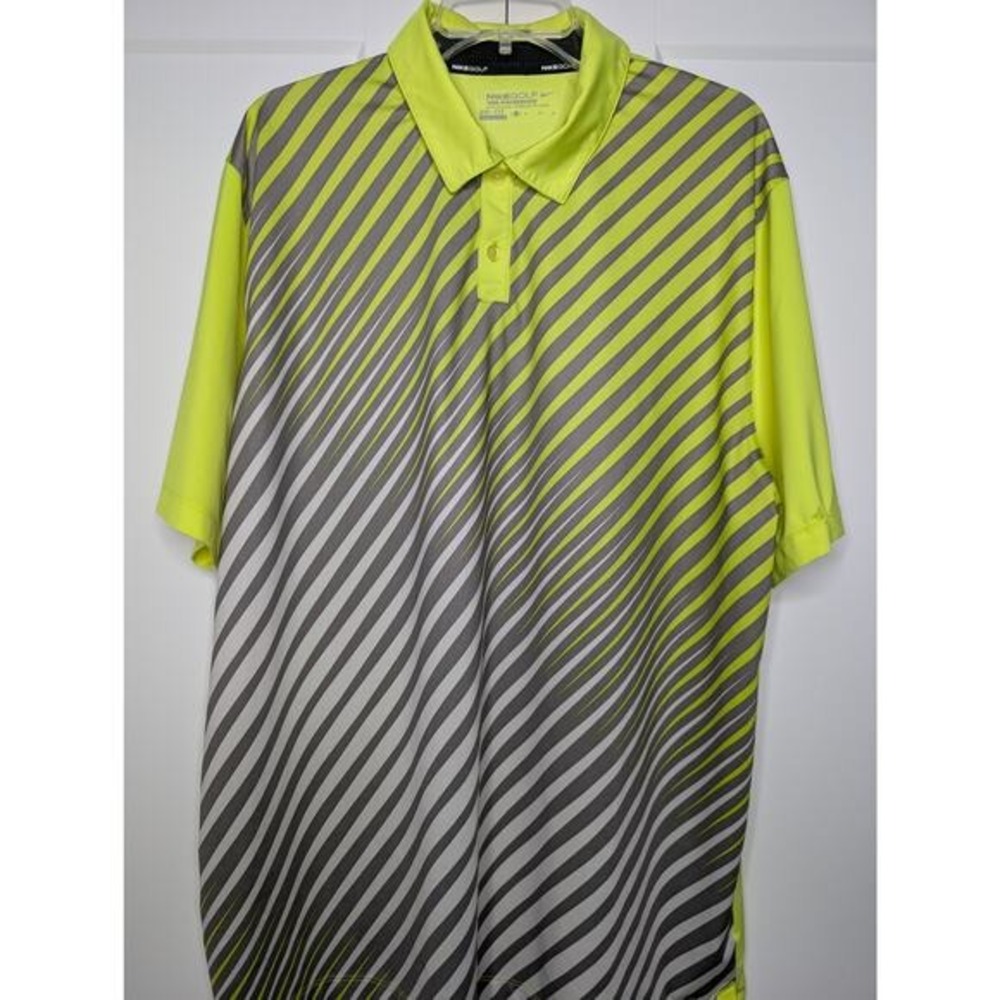 Nike‎ Golf Tour Performance DRI FIT Polo Golf Shirt Men's Medium Bright Stripe - Picture 2 of 5